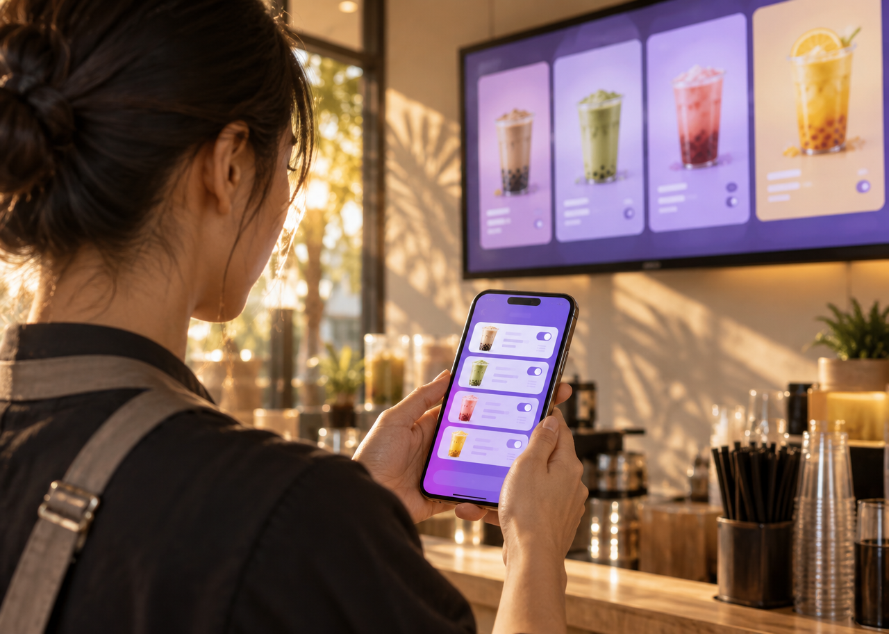 The owner edits the menu from a phone